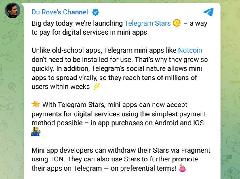 Telegram Luncurkan 'Stars' Untuk Transaksi Digital Yang Lebih Mudah