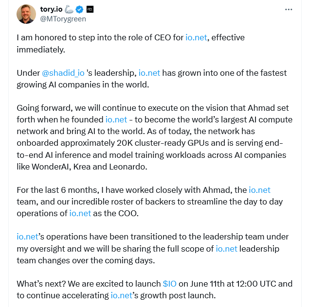 Ceo Io.net Resign 2 Hari Sebelum Peluncuran Token