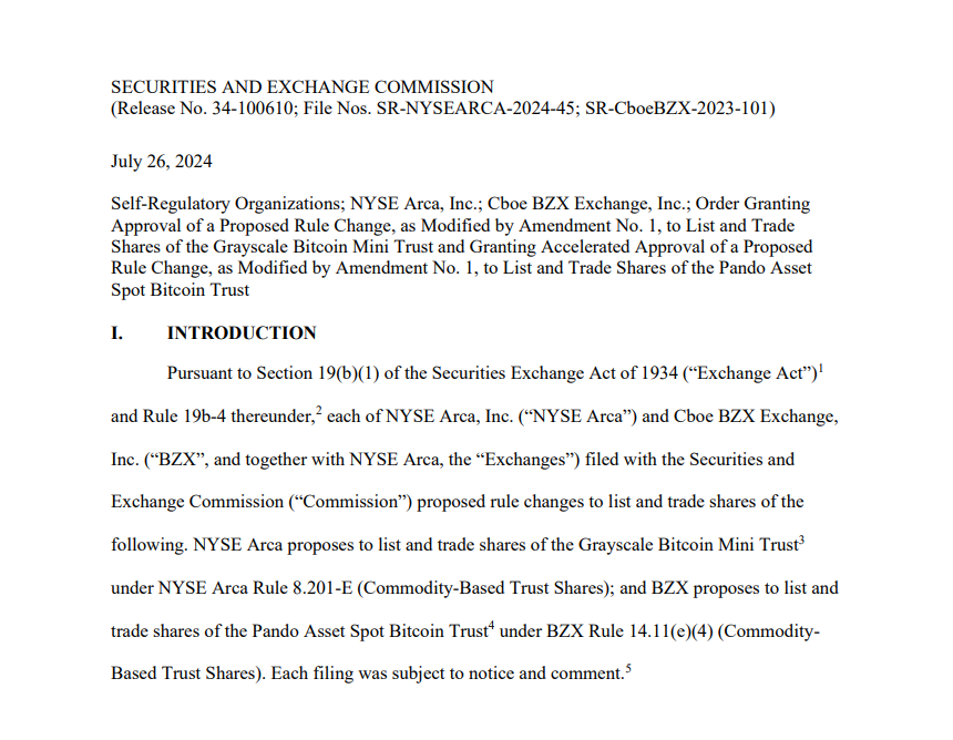 Sec Setujui Bitcoin Mini Trust Grayscale Untuk Nyse Area