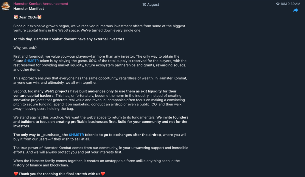 Airdrop Hamster Kombat Tolak Tawaran Modal! Airdrop Hamster Kombat Tolak Tawaran Modal!