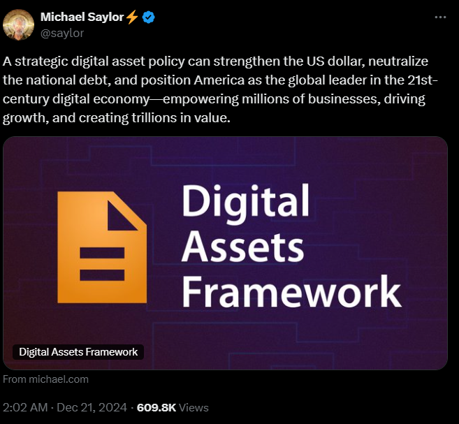 Michael Saylor Usulkan Strategi Us$81 Triliun Untuk As