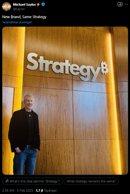 MicroStrategy Resmi Rebranding Jadi "Strategy" MicroStrategy Resmi Rebranding Jadi "Strategy"