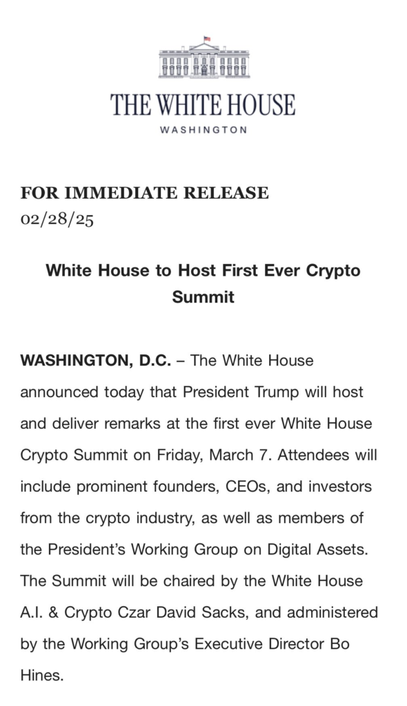 Donald Trump Gelar White House Crypto Summit Pertama pada 7 Maret!