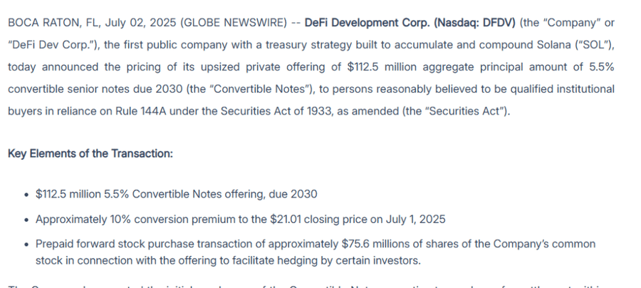 DeFi Development Corp, Dorong Solana Treasury dengan Tambahan Dana $112 Juta DeFi Development Corp, Dorong Solana Treasury dengan Tambahan Dana $112 Juta