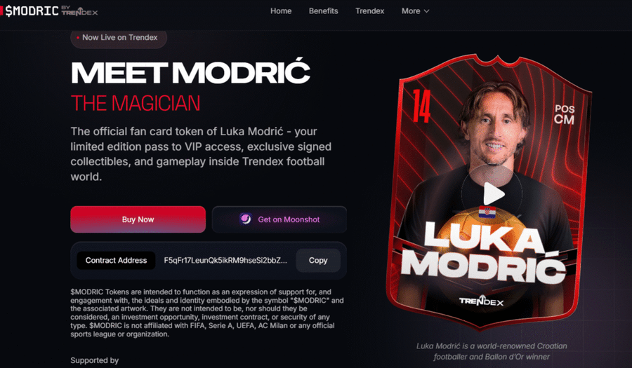 Luka Modrić Luncurkan Token $MODRIC, Harga Langsung Anjlok 87%!