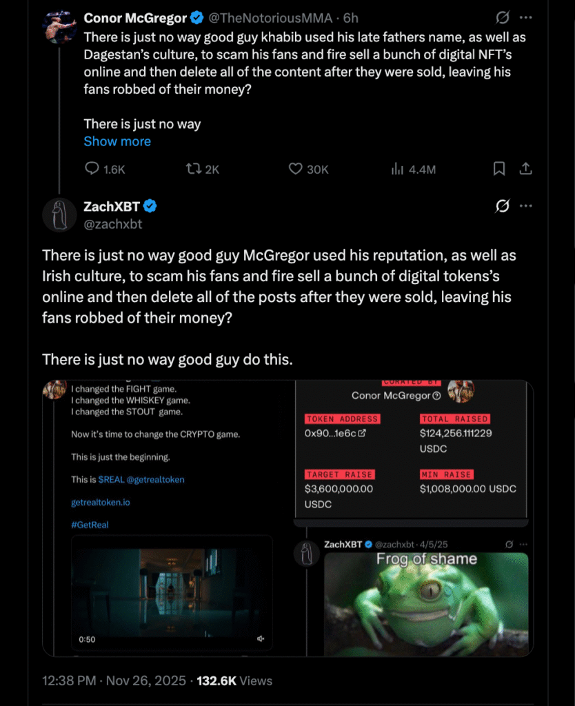 Conor McGregor Serang Khabib Soal NFT, Langsung Dipermalukan ZachXBT